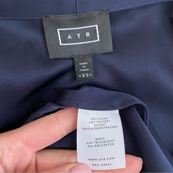 ayr - crystal cove jacket satin duster collared open front midi navy blue - Picture 10 of 10